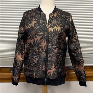 NWOT F&F black Metallic Floral Bomber Jacket